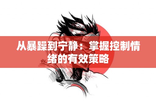 从暴躁到宁静：掌握控制情绪的有效策略