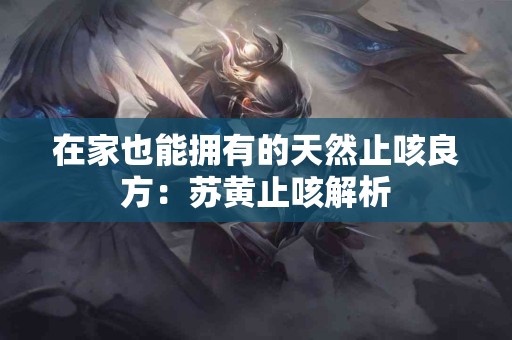 在家也能拥有的天然止咳良方：苏黄止咳解析